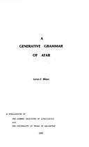 A generative grammar of Afar
