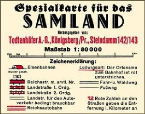 Spezialkarte für das Samland 1938