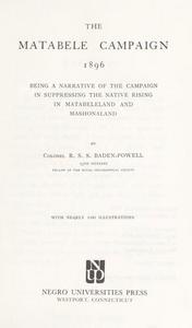 The Matabele Campaign, 1896