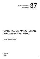 Material on Manchurian Khamnigan Mongol