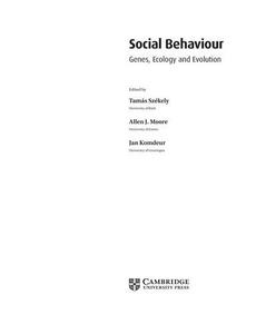 Social Behaviour : Genes, Ecology and Evolution
