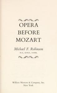 Opera before Mozart