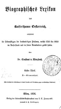 Biographisches Lexikon des Kaiserthums Oesterreich volume 1 cover