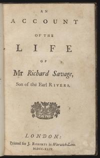 Life of Mr Richard Savage cover