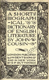 A Short Biographical Dictionary of English Literature cover
