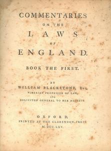 Commentaries on the Laws of England cover